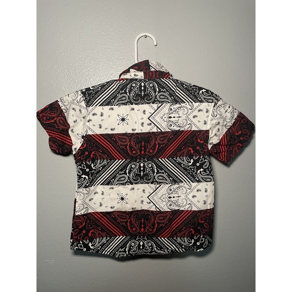 Quad Toddler Patchwork Paisley Black And Red Button Down Size 3T - Picture 4 of 4